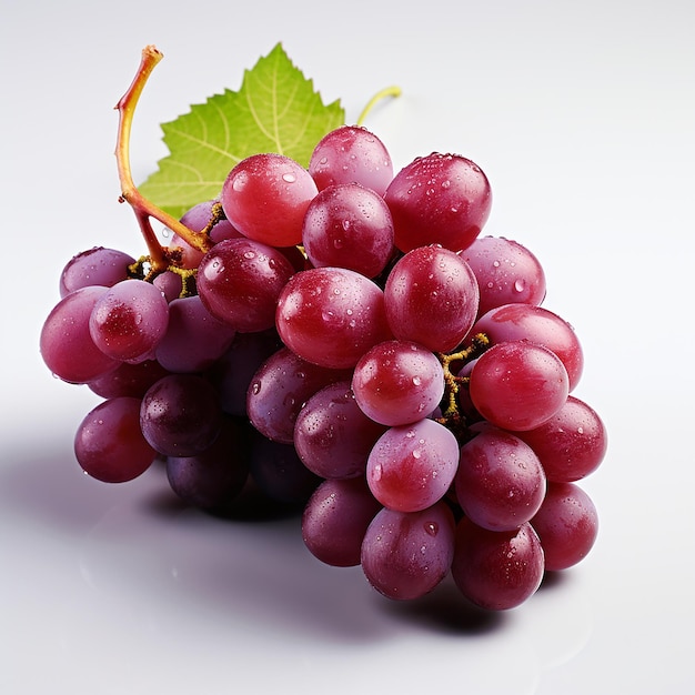Виноград зрелый красный виноград изолированный на белом Полная глубина поля