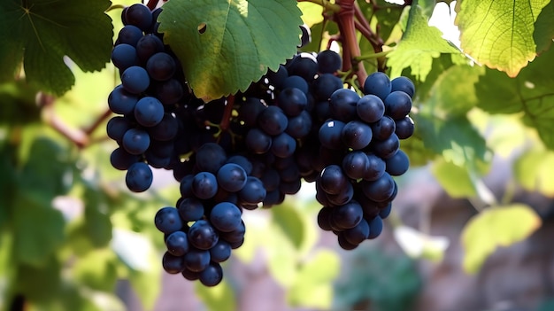 Grapes on the vine in the vineyard