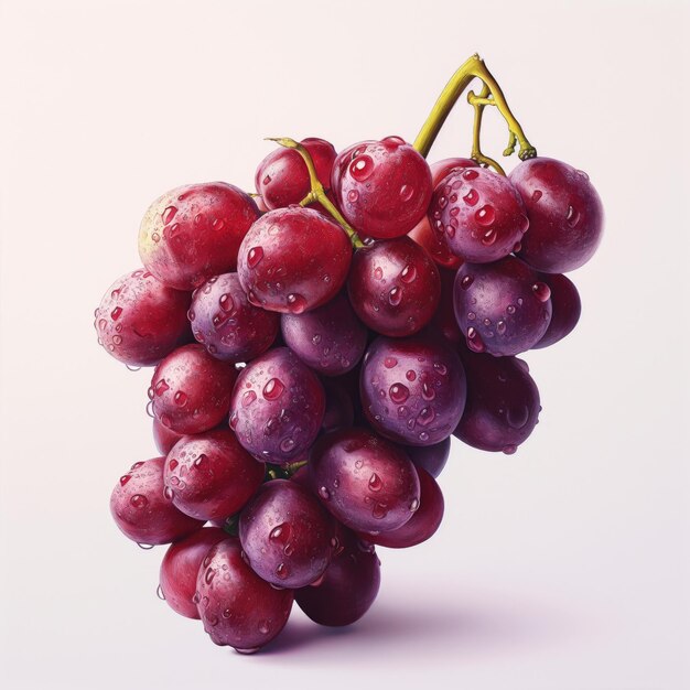 Photo grapes on white background highly detailed ai