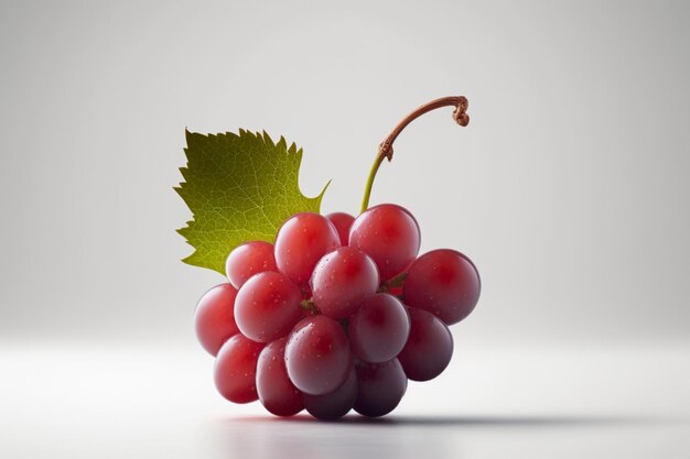 grapes on a white background with a green leaf in it created with generative AI