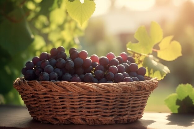 Grapes wicker basket food Sweet organic Generate Ai