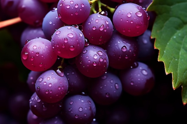 Grapes with water drops isolated on black background