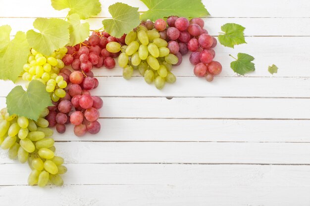 Grapes on wooden surface