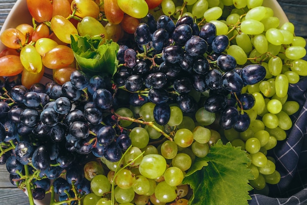 Grapes on a wooden table