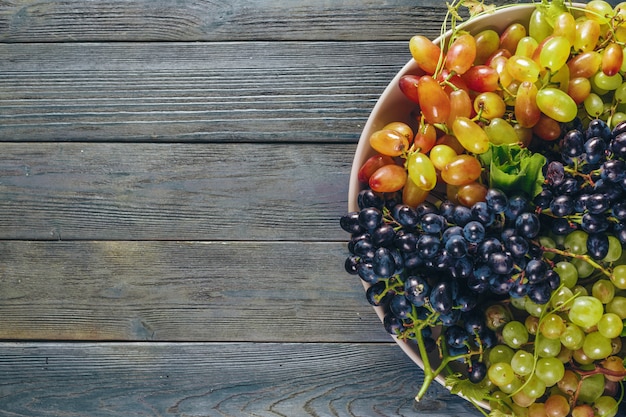 Grapes on a wooden table