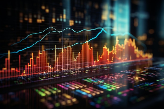 写真 グラフチャートは株式市場の動向を視覚化し、投資や取引の意思決定を容易にします