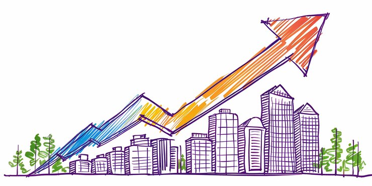 Photo a graph of the companys growth and profits an abstract representation of economic success