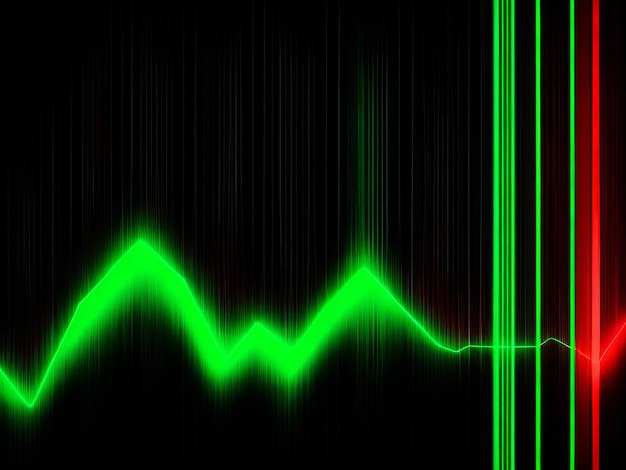 Photo a graph line going up from left to right left part of the line is red and right part is green pit