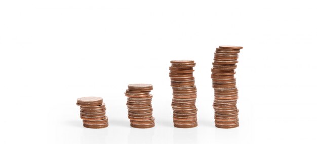 Photo graph stock market. pile of coins on stacks