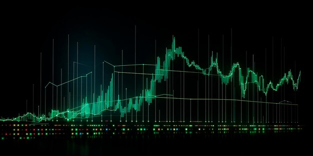 Foto un grafico con una linea verde che mostra l'ora 8 : 30.