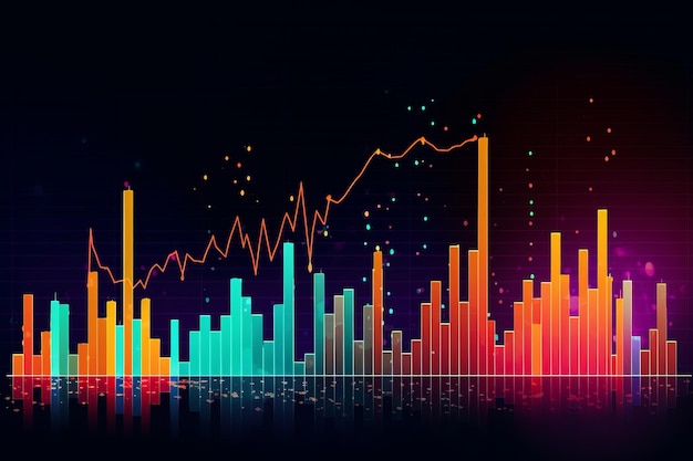 取引株式市場情報を含むグラフ ベクトル スタイルの美しいイラスト画像