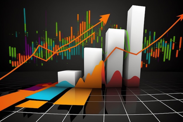 A graphic of a bar graph and a colorful bar graph