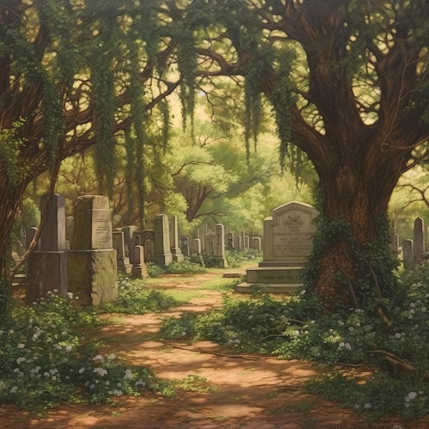 Photo graphic of cemetery