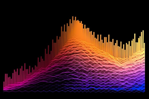 Photo a graphic of a colorful waveform on a black background generative ai image