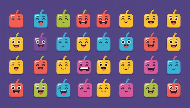 Foto progettazione grafica di emoticon di caratteri diversi in arte vettoriale