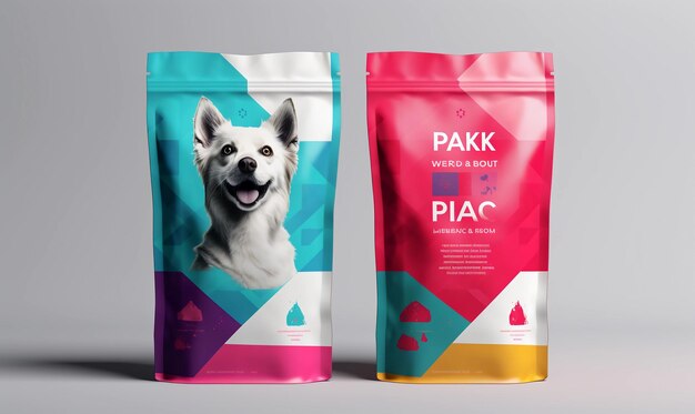 Photo graphic design for pet products brand packaging