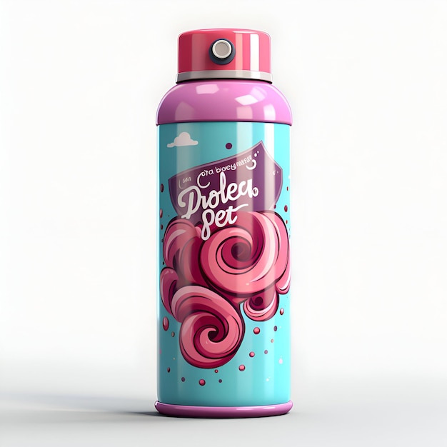 Graphic design of a spray can with the image of the lettering