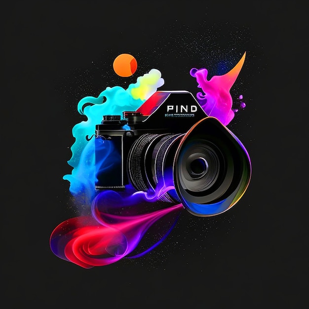 Photo graphic design t shirt flat design camera colorful tones highly detailed clean vector image