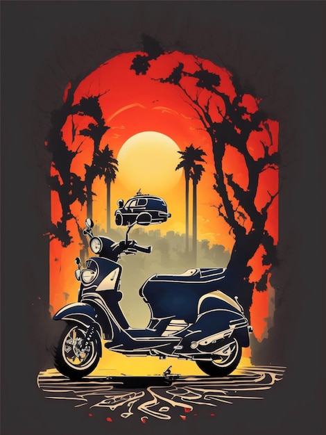 Graphic design tshirt scooter image design illustration