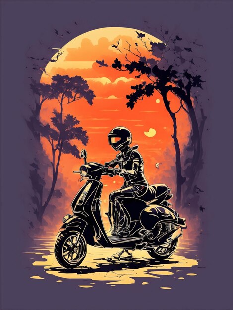 Graphic design tshirt scooter image design illustration