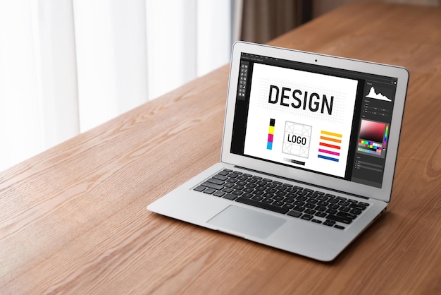 Graphic designer software for modern design of web page and commercial ads