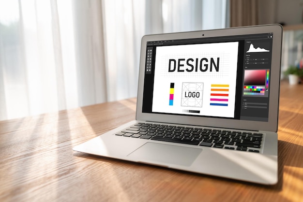 Graphic designer software for modern design of web page and commercial ads