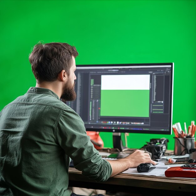 Graphic Designer Working on Computer with Design Software | Premium AI ...