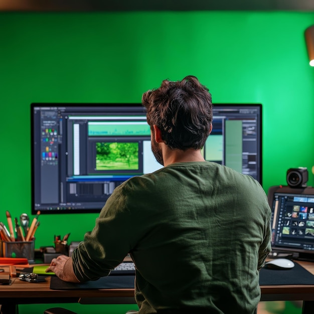 Graphic Designer Working on Computer with Design Software | Premium AI ...