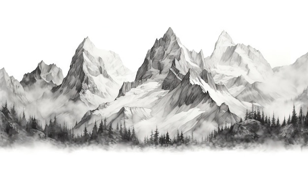 Фото Графические проекты с изображением гор на белом фоне