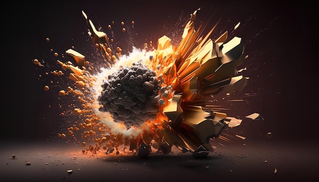 A graphic of a explosion with a ball hitting it.