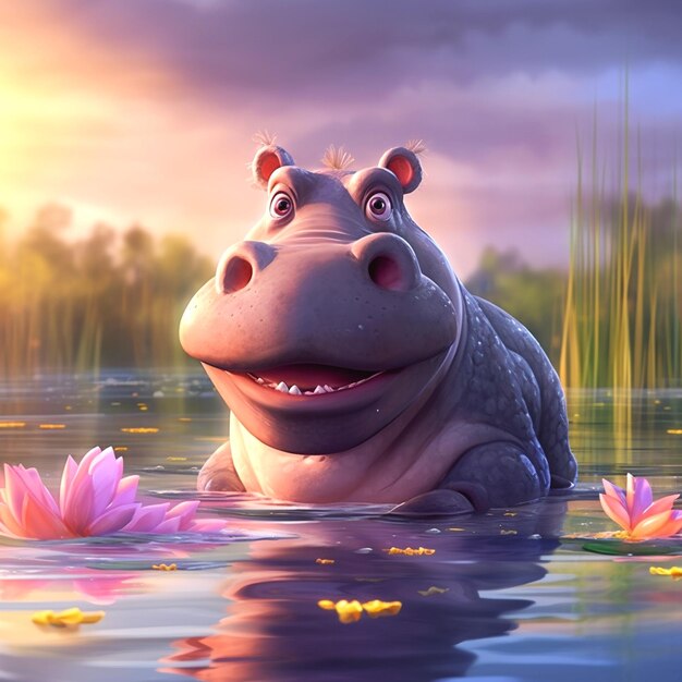 Photo graphic of hippopotamus