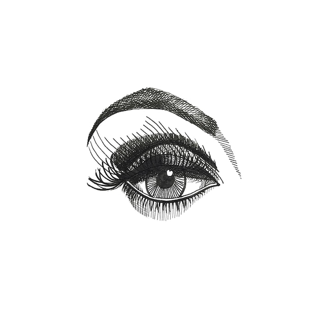 Photo graphic illustration of a fashion eye. hand drawn illustration