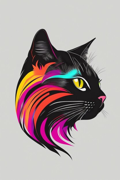 Graphic logo illustration head cat AI image