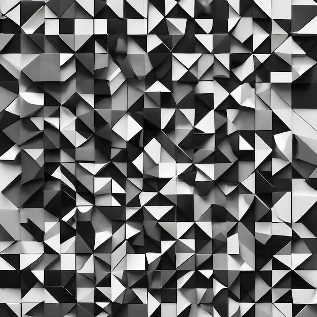 Графический мозаичный дизайн геометрического фона в черно-белом цвете