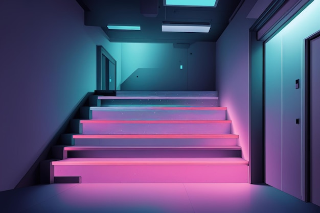 graphic neon spectral stairs