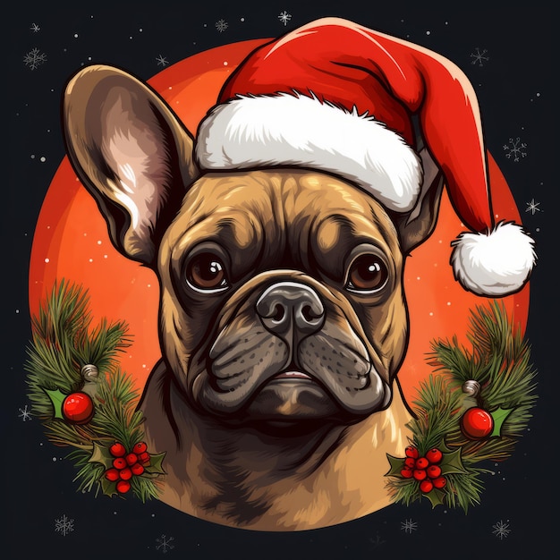 Photo graphic noel a captivating christmas portrait of a french bulldog through the lens of a graphic nov