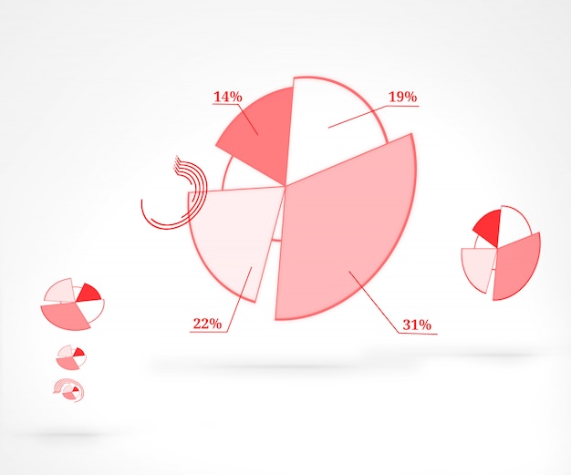 Photo graphic pie chart presentation against a white background