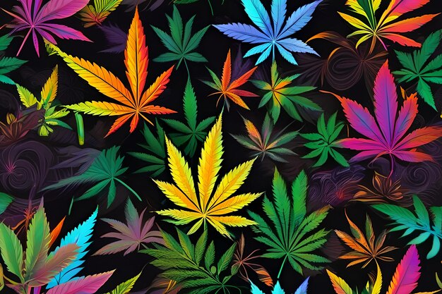 Graphic representation of legal medicinal marijuana in 1970s psychedelic style