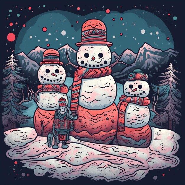 Graphic of snowmen