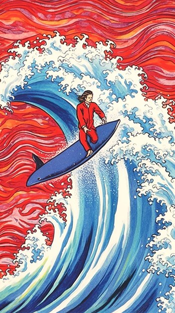 Graphic of surfer