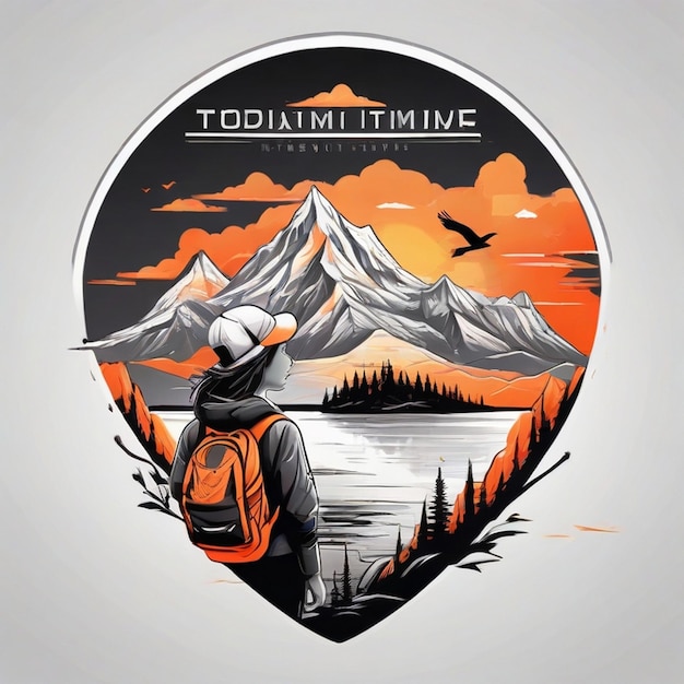 Фото Графическая футболка вектор горное озеро эмблема логотип стильный минимализм
