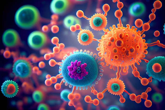 A graphic of a virus and a virus