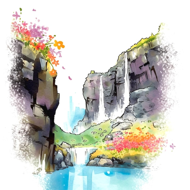 graphic of waterfall