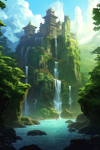 graphic of waterfall