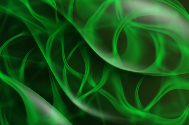 Graphic wavy abstract from curved green lines with soft light. 