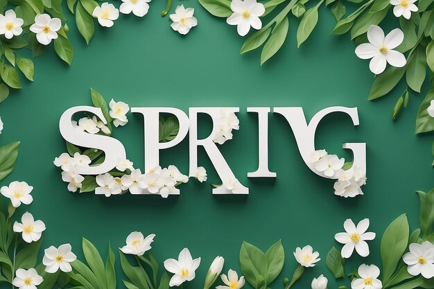 A graphic with the word spring written in white letters