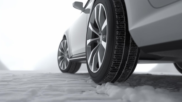 Graphical projection of a side view of a wheel in a snowed road