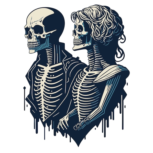 graphics skeleton couple in love