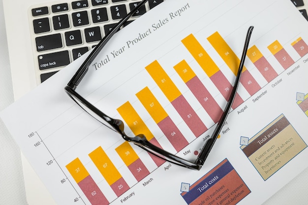 Graphs charts business table the workplace of business people
charts and graphs of sales a symbol of successful corporate
business