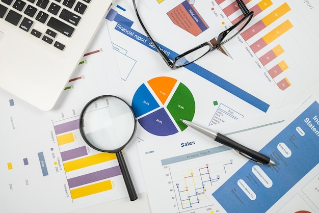 Graphs of growth and decline in profits business concept